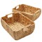 Casafield Set of 2 Water Hyacinth Oval Storage Baskets with Wooden Handles - Woven Bin Organizers